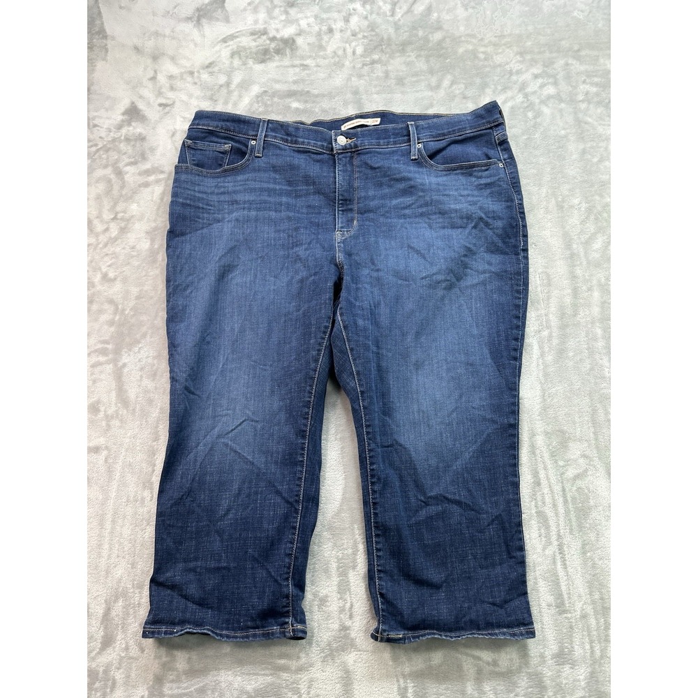 Levis 311 Jeans Womens Plus Sz 22W Blue Shaping Skinny Capri Whiskered Faded